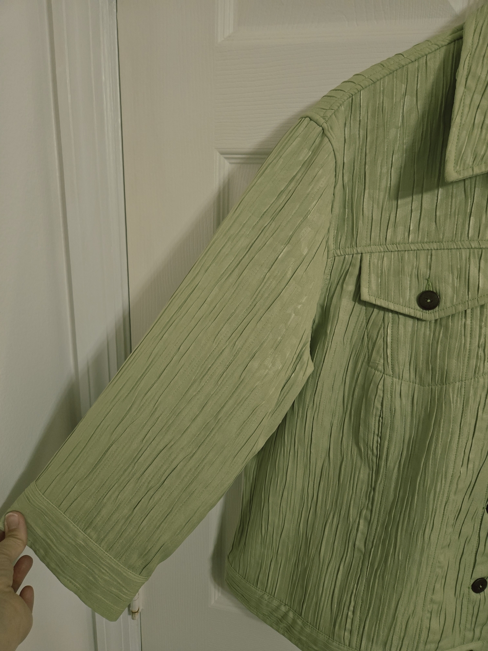 Ruby Road Light Green Crinkled Button-Up Jacket Size 18W - Picture 4 of 8